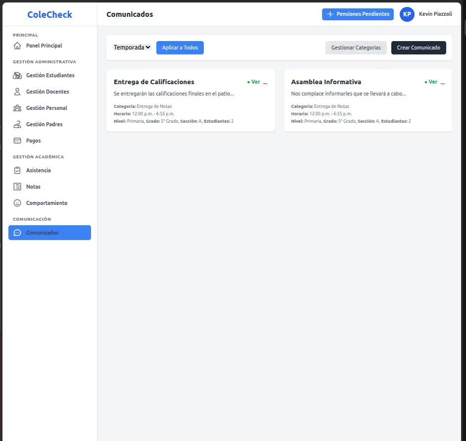 Mensajería a Padres